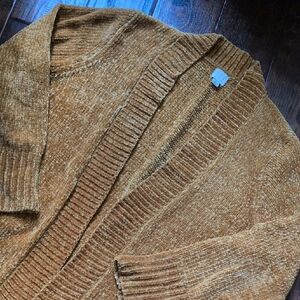 A NEW DAY I Cozy Soft Mustard Gold Open Front Chenille Cardigan Sweater, L